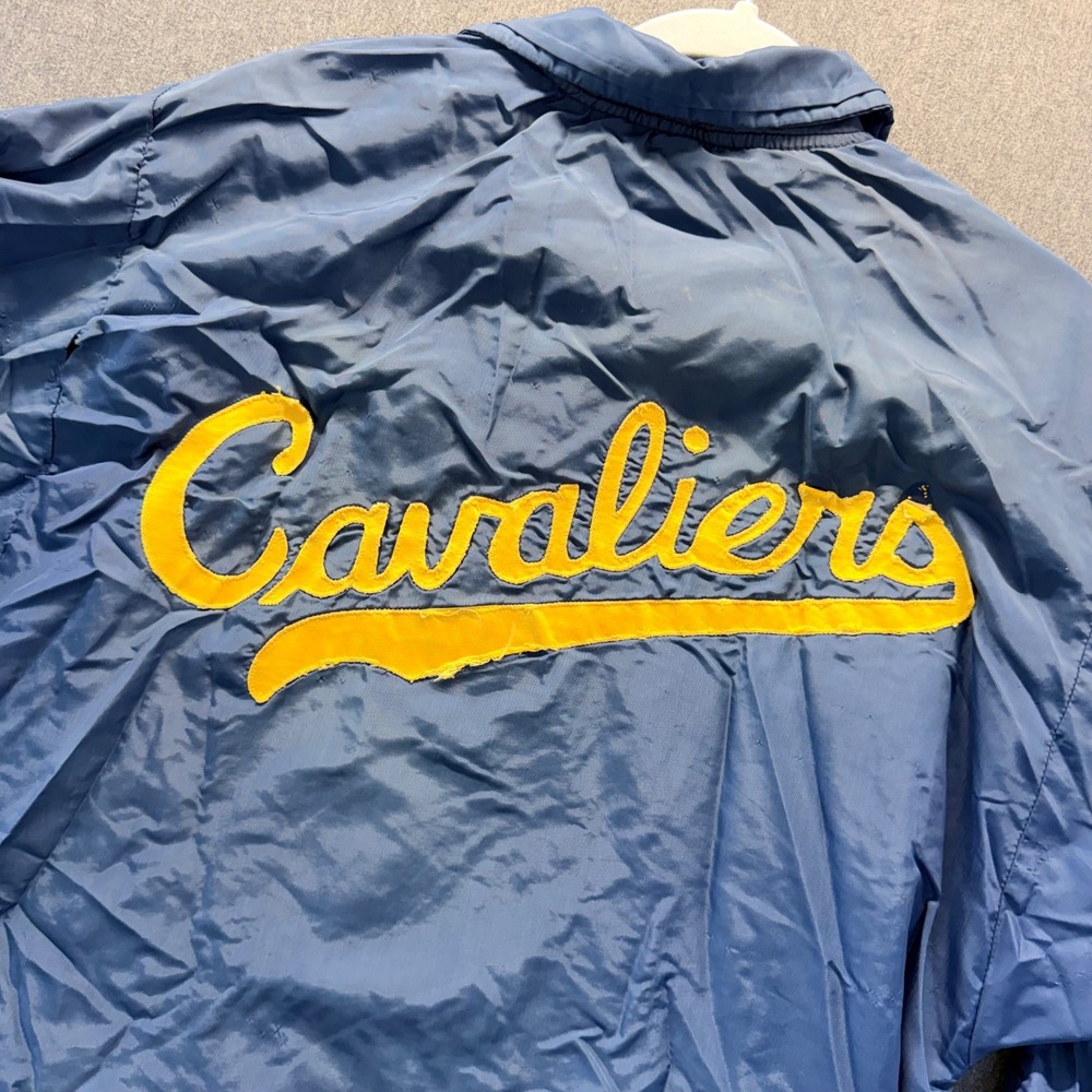 Vintage 80s Thrasher Cavaliers Coach Jacket Blue Distressed Nylon Snap Front